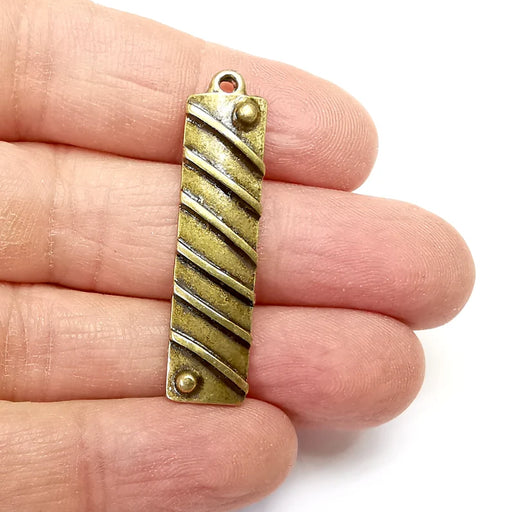 2 Bronze Dangle Charms, Boho Charms, Stalactite Charms, Earring Charms, Bronze Pendant, Necklace Parts, Antique Bronze Plated 42x10mm G35129