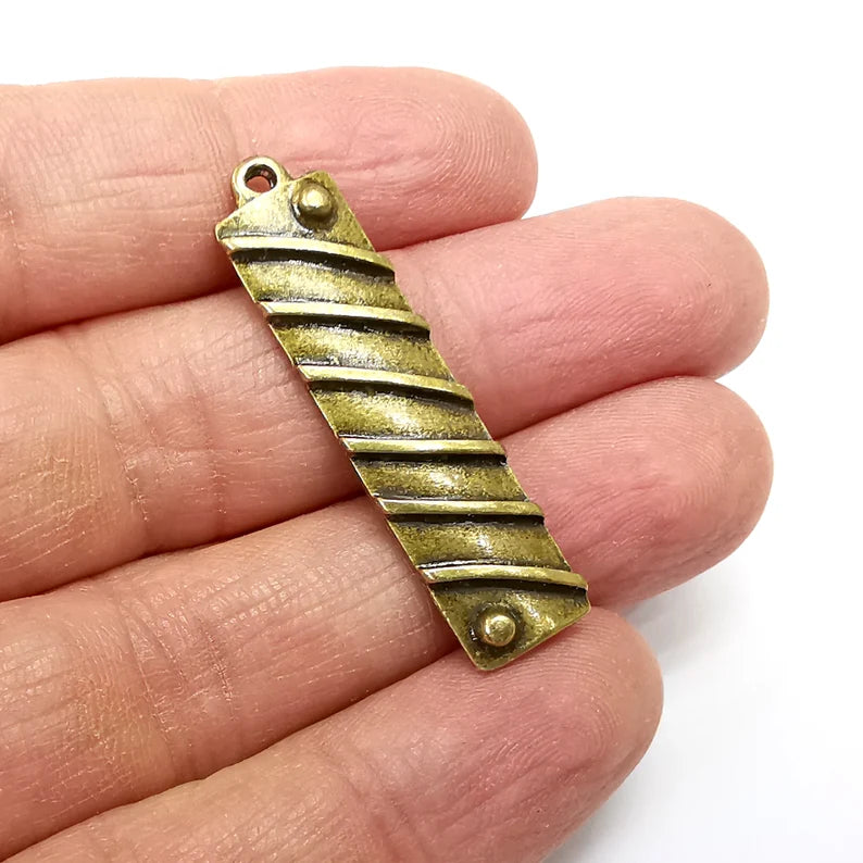 2 Bronze Dangle Charms, Boho Charms, Stalactite Charms, Earring Charms, Bronze Pendant, Necklace Parts, Antique Bronze Plated 42x10mm G35129