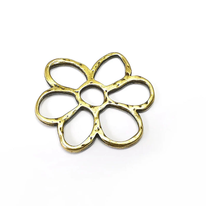 Bronze Flower Charms, Daisy Charms, Flower Connector, Earring Charms, Bronze Pendant, Necklace Parts, Antique Bronze Plated 39x36mm G35132