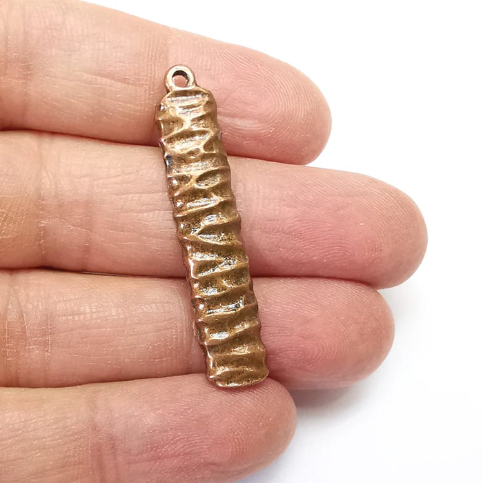 2 Dangle Charms, Boho Charms, Stalactite Charms, Earring Charms, Copper Pendant, Necklace Parts, Antique Copper Plated 45x9mm G35133