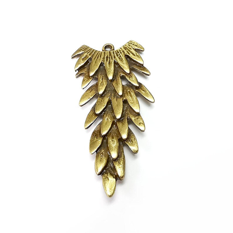 Feather Charms, Tail Charms , Bird Tail, Antique Bronze Plated Charms (57x26m) G34966