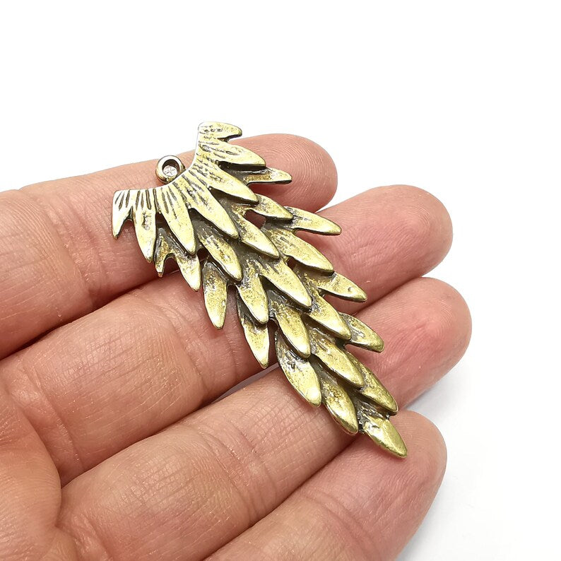 Feather Charms, Tail Charms , Bird Tail, Antique Bronze Plated Charms (57x26m) G34966