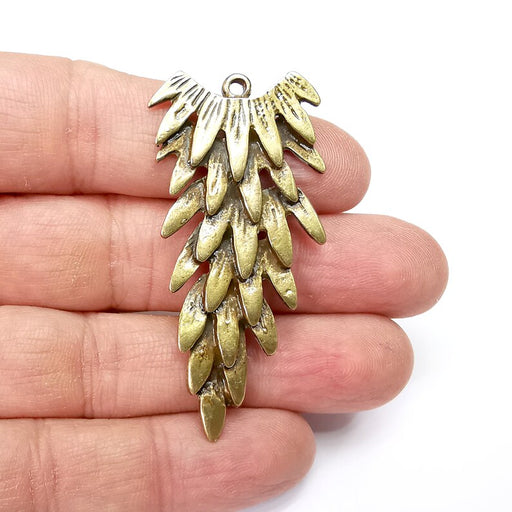 Feather Charms, Tail Charms , Bird Tail, Antique Bronze Plated Charms (57x26m) G34966