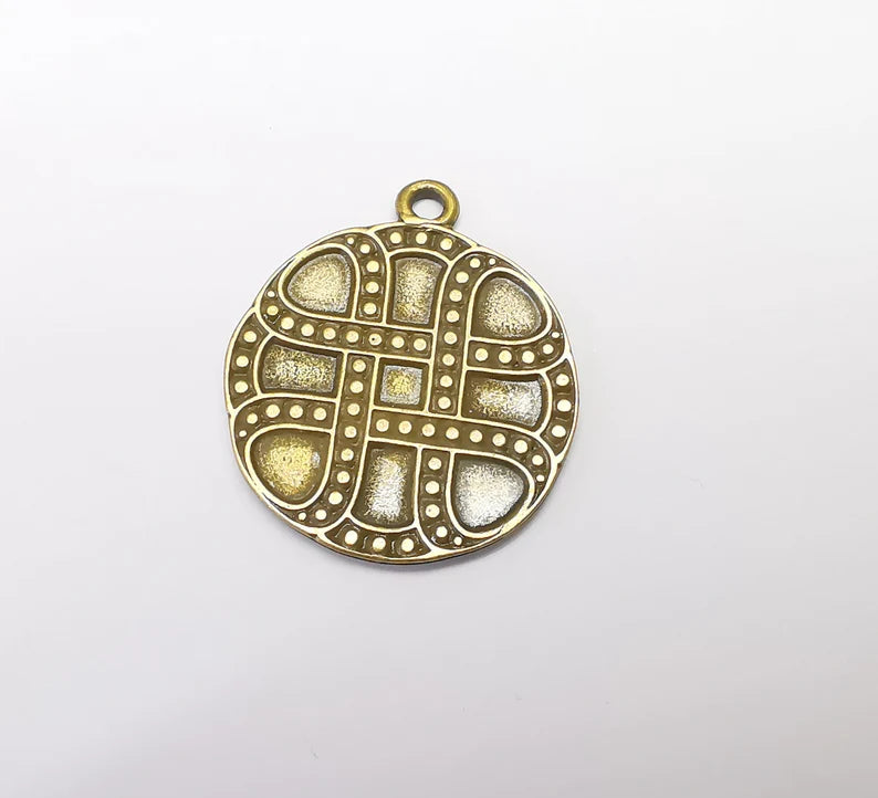 Bronze Pendant, Bronze Charms, Earring Charms, Dangle Pendant, Locket Pendant, Necklace Pendant, Antique Bronze Plated Metal 39x33mm G35141