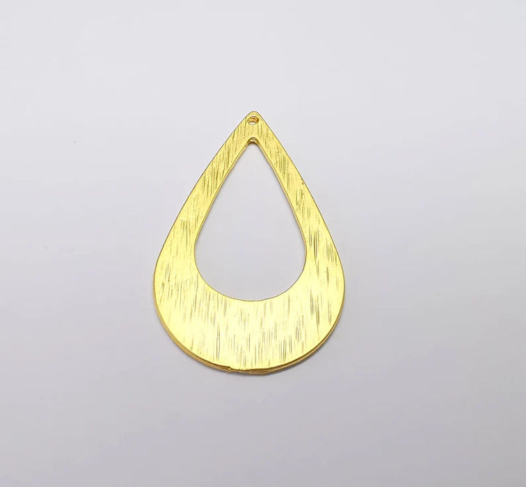Gold Drop Charms, Dangle Charms, Gold Plated Teardrop Charms, Earring Charms, Jewelry Parts, Gold Plated Findings (40x24mm) G35145