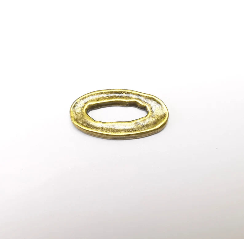 5 Bronze Circle Connector, Jewelry Parts, Hammered Bracelet Component, Antique Bronze Finding, Antique Bronze Plated (25x13mm) G35147