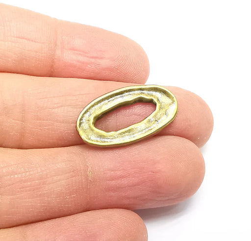 5 Bronze Circle Connector, Jewelry Parts, Hammered Bracelet Component, Antique Bronze Finding, Antique Bronze Plated (25x13mm) G35147