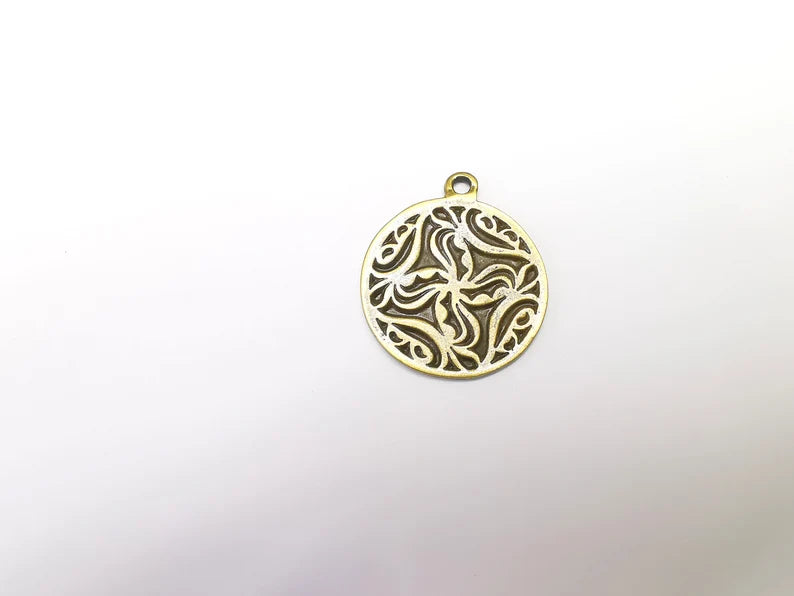 Bronze Pendant, Bronze Charms, Earring Charms, Dangle Pendant, Locket Pendant, Necklace Pendant, Antique Bronze Plated Metal 38x32mm G35149