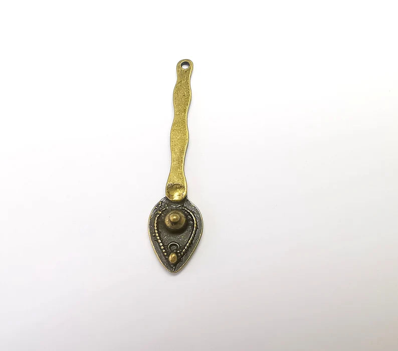 2 Bronze Mystic Charms, Baroque Charms, Ethnic Earring Charms, Bronze Rustic Pendant, Necklace Parts, Antique Bronze Plated 56x12mm G35150