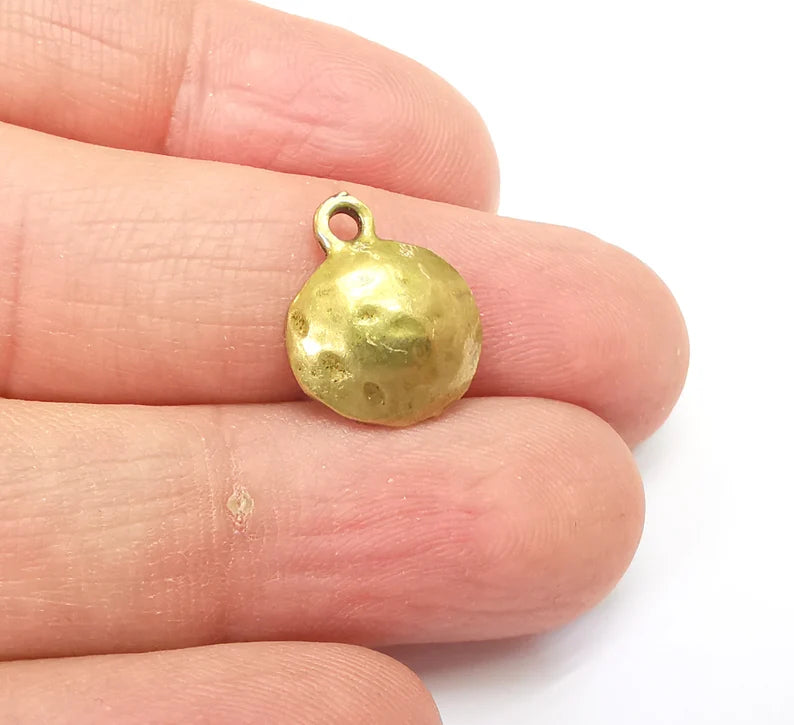5 Organic Shape Domed Charms, Dangle Charms, Boho Charms, Rustic Charms, Earring Charms, Necklace Parts, Antique Bronze Plated 16x13mm G35154