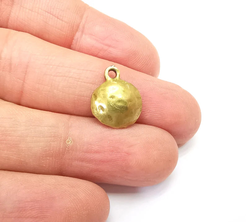 5 Organic Shape Domed Charms, Dangle Charms, Boho Charms, Rustic Charms, Earring Charms, Necklace Parts, Antique Bronze Plated 16x13mm G35154