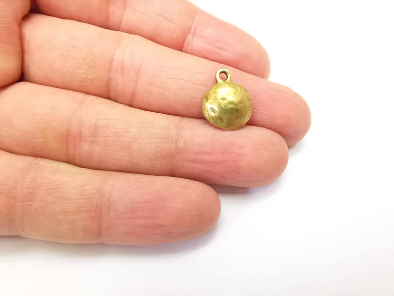 5 Organic Shape Domed Charms, Dangle Charms, Boho Charms, Rustic Charms, Earring Charms, Necklace Parts, Antique Bronze Plated 16x13mm G35154