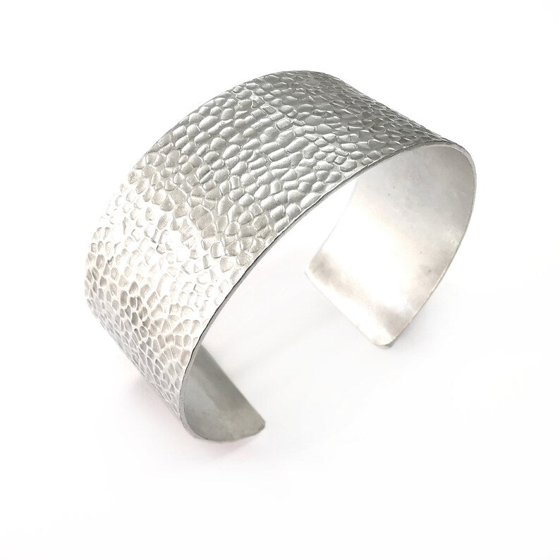 Hammered Bracelet, Cuff Blank, Bracelet Base, Antique Silver Plated, Brass Adjustable Bracelet (30mm) G34971