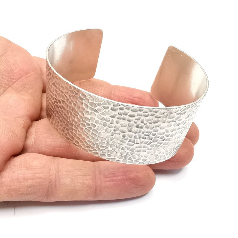 Hammered Bracelet, Cuff Blank, Bracelet Base, Antique Silver Plated, Brass Adjustable Bracelet (30mm) G34971