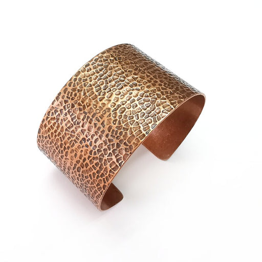 Bracelet Hammered, Blanks Cuff, Adjustable Bracelet, Antique Copper Plated Brass (40mm ) G34972