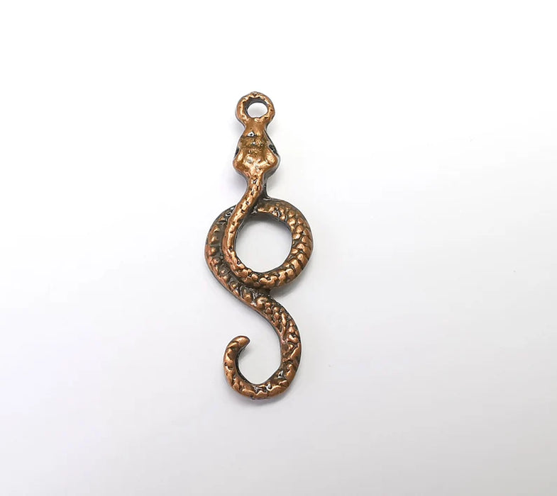 Snake Charm, Earring Charm, Reptile Pendant, Animal Charm, Metal Charm, Boho Charms, Antique Copper Plated Dangle Charm (46x15mm) G34976