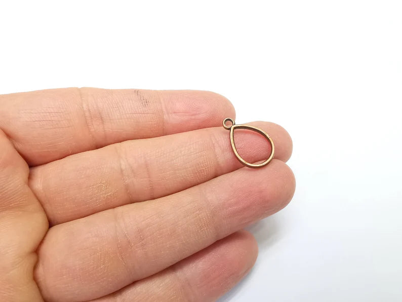 10 Copper Drop Charms, Teardrop Charms, Bracelet Charms, Earring Charms, Boho Charms, Pear charms, Antique Copper Plated (19x13mm) G34980