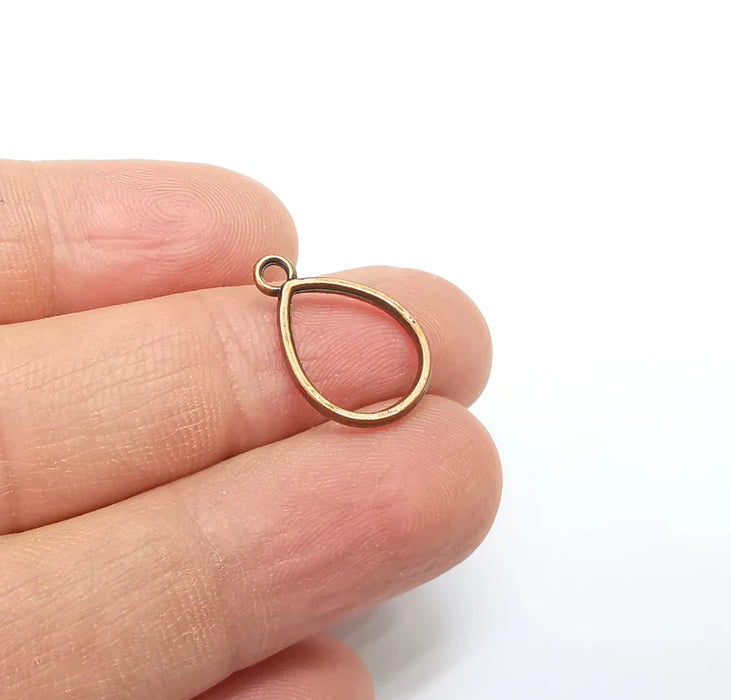 10 Copper Drop Charms, Teardrop Charms, Bracelet Charms, Earring Charms, Boho Charms, Pear charms, Antique Copper Plated (19x13mm) G34980