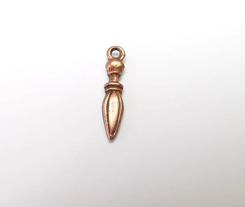 5 Copper Spike Charms, Stalactite Charms, Bracelet Charms, Earring Charms, Boho Charms, Spear charms, Antique Copper Plated (29x5mm) G34982