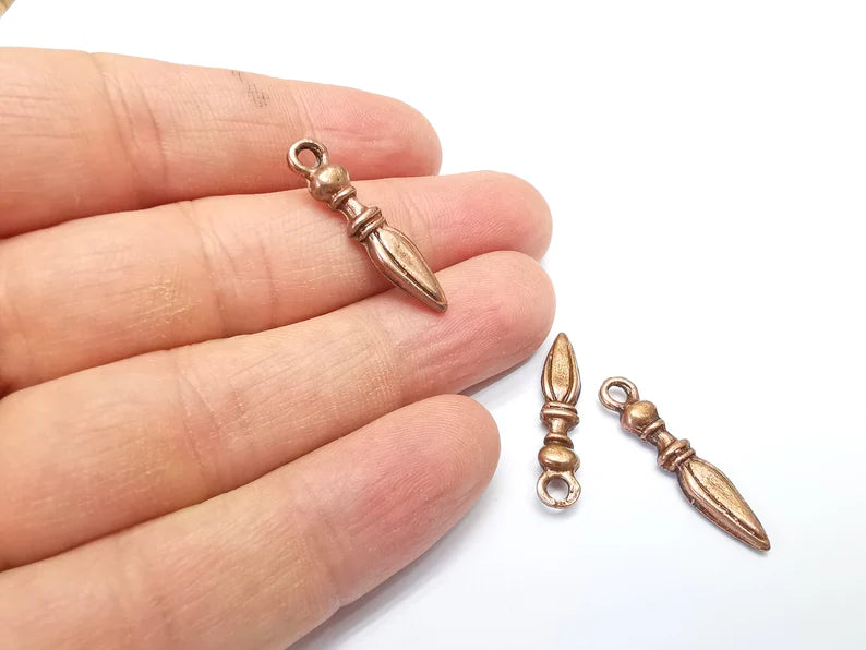 5 Copper Spike Charms, Stalactite Charms, Bracelet Charms, Earring Charms, Boho Charms, Spear charms, Antique Copper Plated (29x5mm) G34982