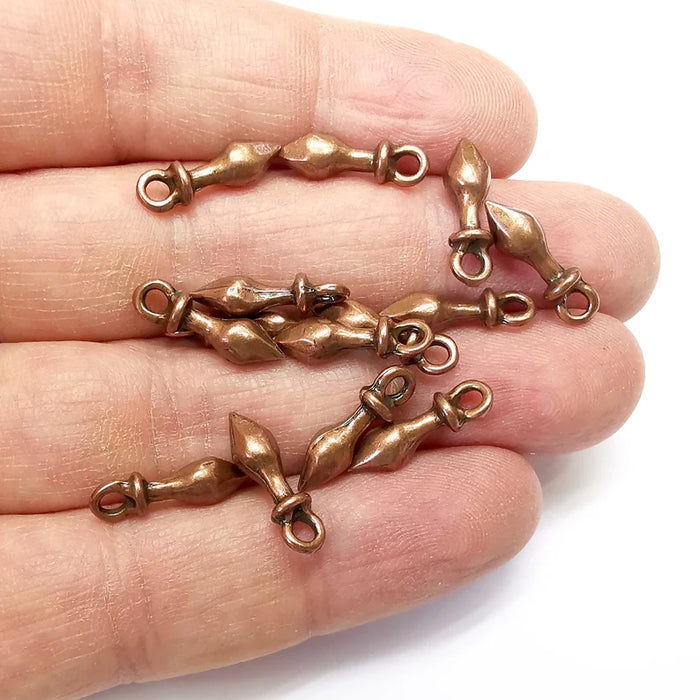 5 Spike Charms, Small Charms, Earring Charms, Copper Pendant, Necklace Pendant, Antique Copper Plated Metal 16x4mm G35165