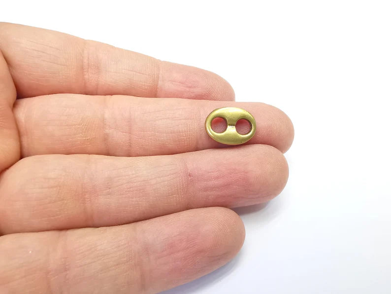 5 Two hole Connector, Oval Jewelry Parts, Bronze Bracelet Component, Antique Bronze Findings, Antique Bronze Plated Metal (14x10mm) G35013