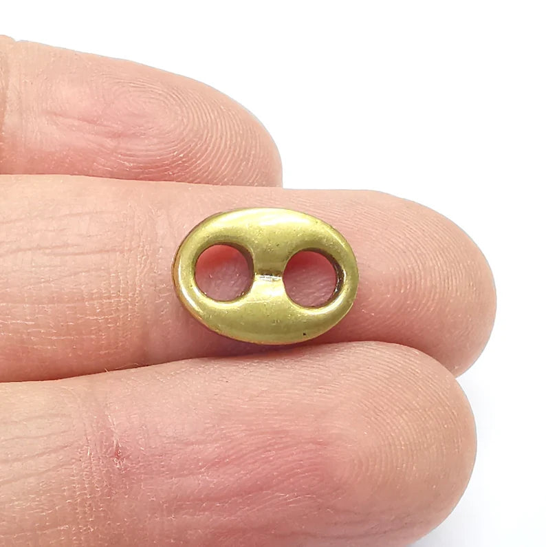 5 Two hole Connector, Oval Jewelry Parts, Bronze Bracelet Component, Antique Bronze Findings, Antique Bronze Plated Metal (14x10mm) G35013