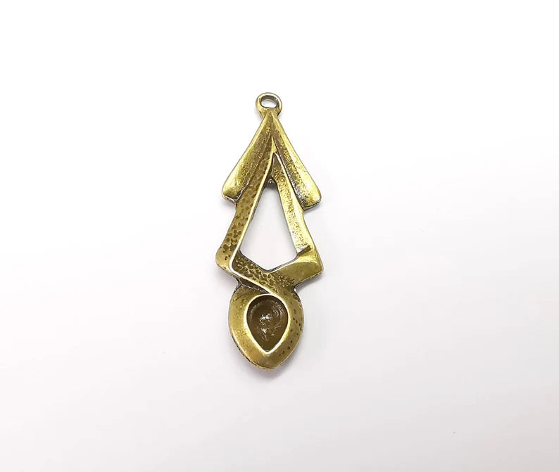Bronze Dangle Charms, Unique Pendants, Earring Charms, Jewelry Components, Necklace Parts, Antique Bronze Plated Metal 48x16mm G35018