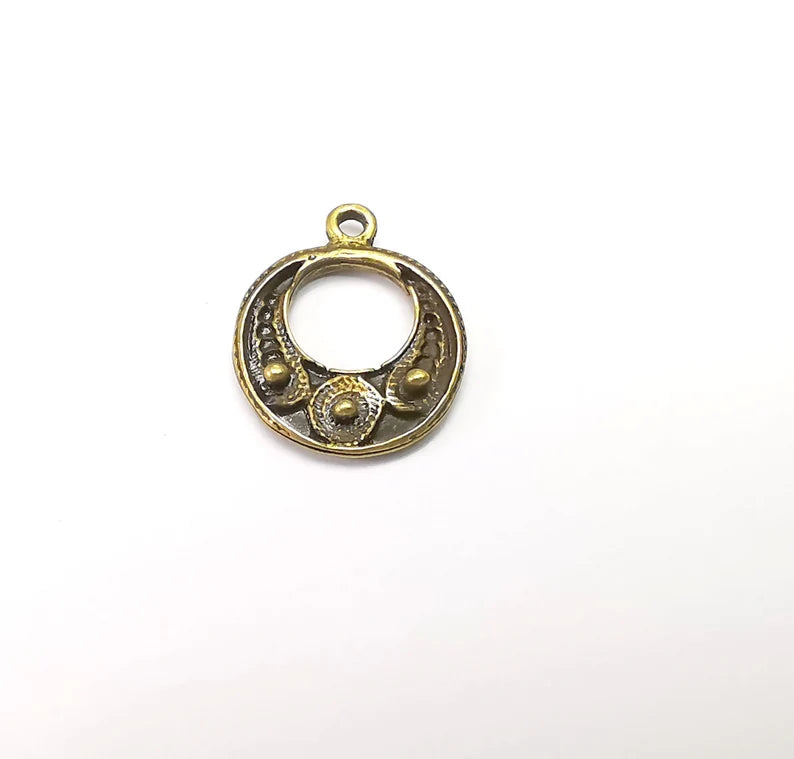 5 Bronze Mystic Charms, Baroque Charms, Ethnic Earring Charms, Bronze Rustic Pendant, Necklace Parts, Antique Bronze Plated 20x16mm G35020