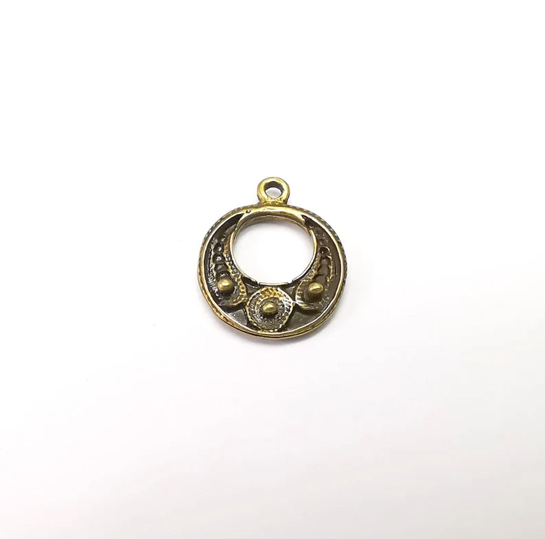 5 Bronze Mystic Charms, Baroque Charms, Ethnic Earring Charms, Bronze Rustic Pendant, Necklace Parts, Antique Bronze Plated 20x16mm G35020