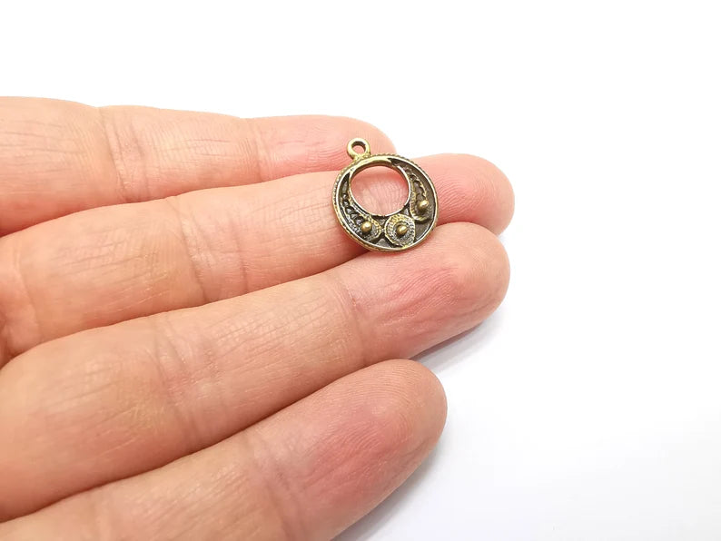 5 Bronze Mystic Charms, Baroque Charms, Ethnic Earring Charms, Bronze Rustic Pendant, Necklace Parts, Antique Bronze Plated 20x16mm G35020