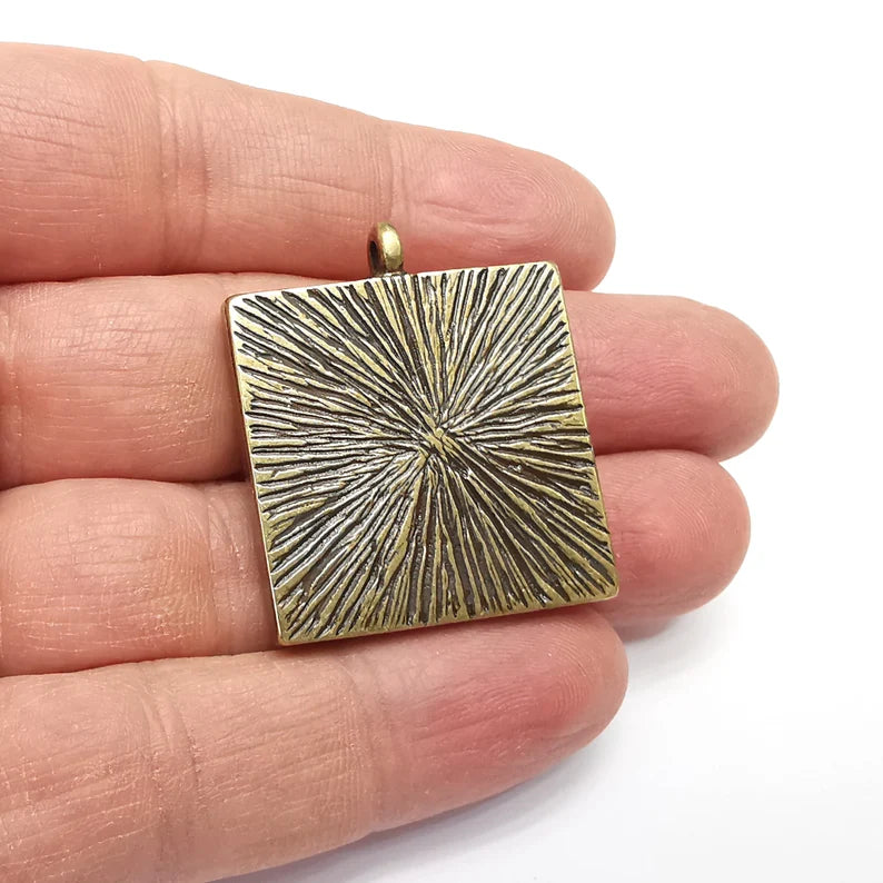Square Pendant Blanks, Resin Bezel Bases, Mosaic Mountings, Dry Flower Frame, Polymer Clay base, Antique Bronze Plated (29mm) G35022