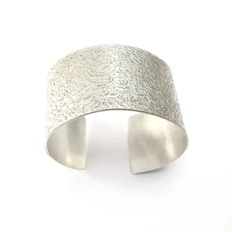 Branch Bracelet, Bezel Cuff, Blank Mountings, Bangle Base, Antique Silver Plated Brass Adjustable Bracelet (40mm) G35024