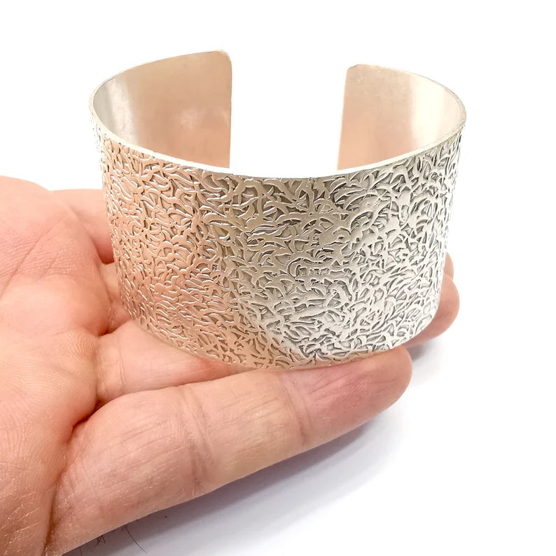 Branch Bracelet, Bezel Cuff, Blank Mountings, Bangle Base, Antique Silver Plated Brass Adjustable Bracelet (40mm) G35024