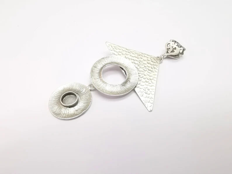 Silver Pendant Blank, Cabochon Bezel, Locket Pendant Base, inlay Mountings, Resin Necklace, Antique Silver Plated Brass (8mm blank) G35027