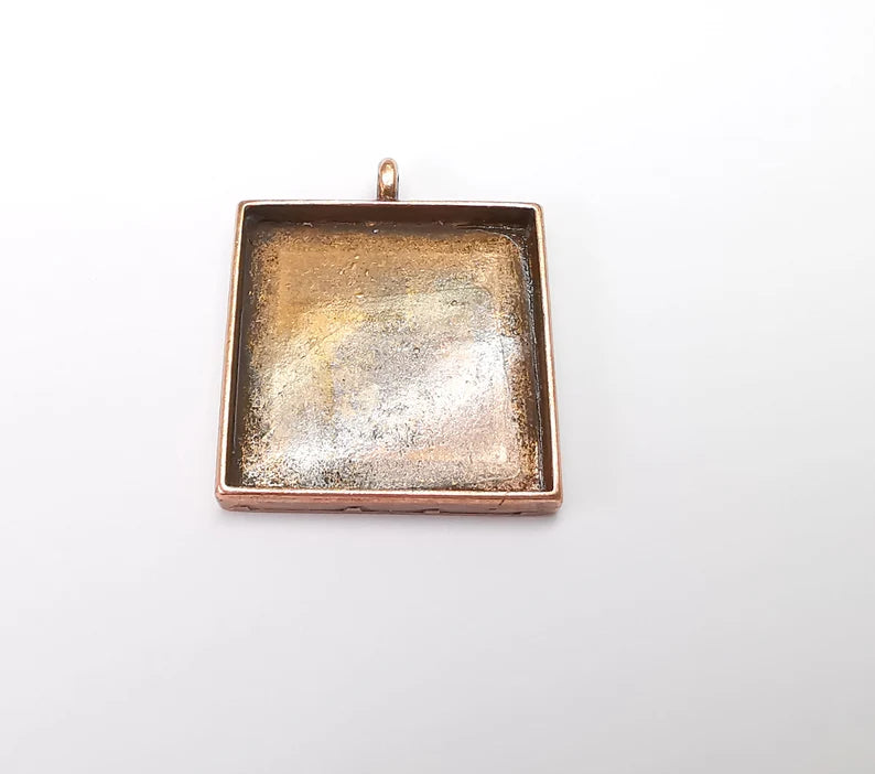 Copper Pendant Blank, Cabochon Bezel, Locket Pendant Base, inlay Mountings, Resin Necklace, Antique Copper Plated Metal (29mm blank) G35028