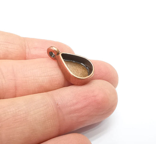 Copper Pendant Blank, Cabochon Bezel, Drop Pendant Base, inlay Mountings, Resin Necklace, Antique Copper Plated Metal 14x10mm blank G35029