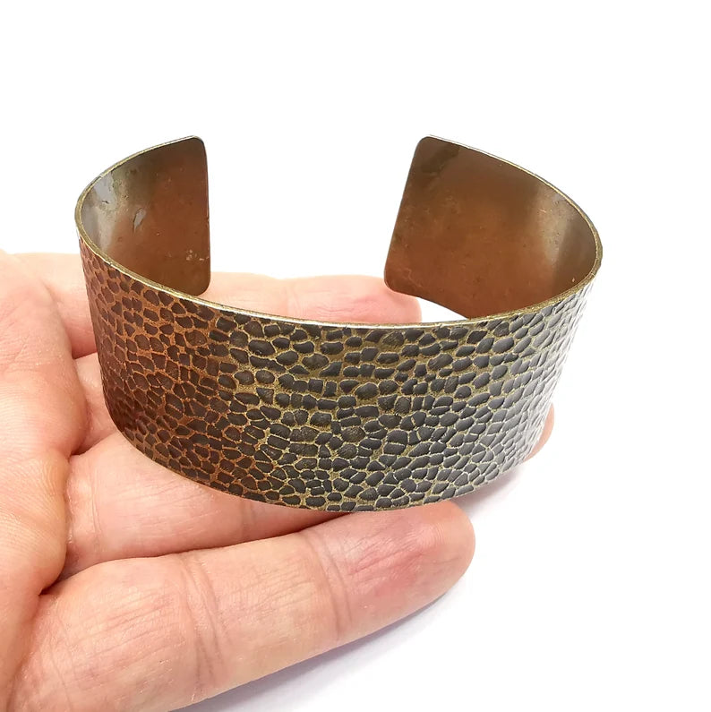 Hammered Bracelet, Cuff Blank, Bracelet Base, Antique Bronze Plated, Brass Adjustable Bracelet (30mm) G35032