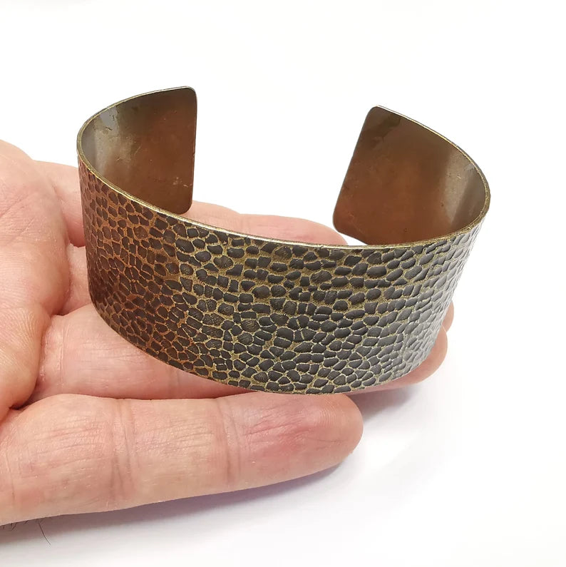 Hammered Bracelet, Cuff Blank, Bracelet Base, Antique Bronze Plated, Brass Adjustable Bracelet (30mm) G35032