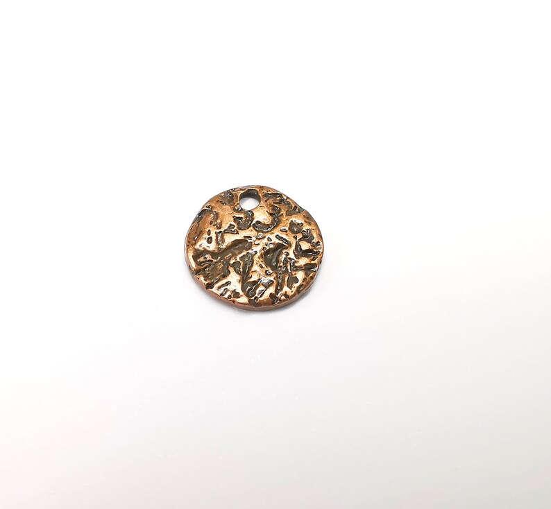 Organic Charms, Copper Disc Charms, Earring Charms, Copper Dangle Charms, Necklace Charms, Antique Copper Plated Metal 17mm G35030