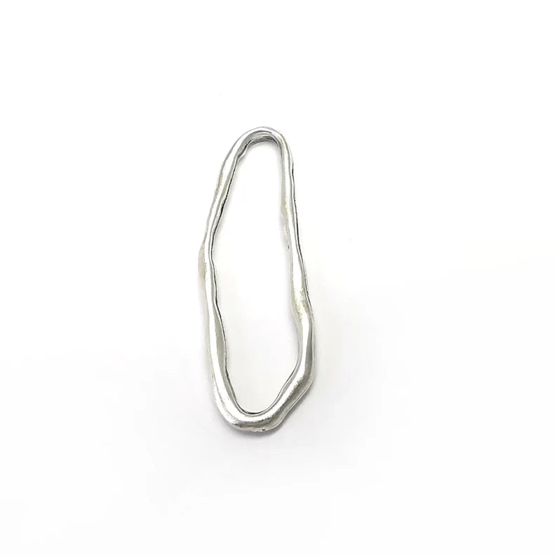 2 Oval Connector, Oval Jewelry Parts, Silver Bracelet Component, Antique Silver Findings, Antique Silver Plated Metal (42x14mm) G35037
