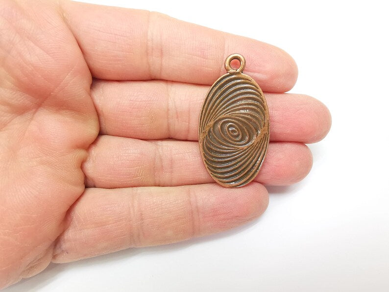 Copper Medallion Charms, Locket Pendant, Mandala Charms, Earring Charms, Boho Charms, Oval Charms, Antique Copper Plated (43x23mm) G35206