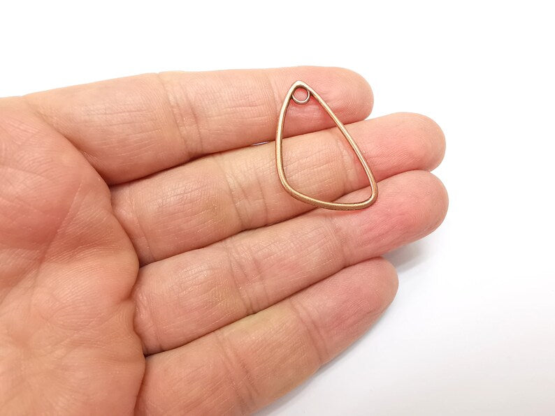 5 Copper Charms, Boho Charms, Frame Dangle Charms, Earring Charms, Rustic Charms, Necklace Parts, Antique Copper Plated (33x20mm) G35209