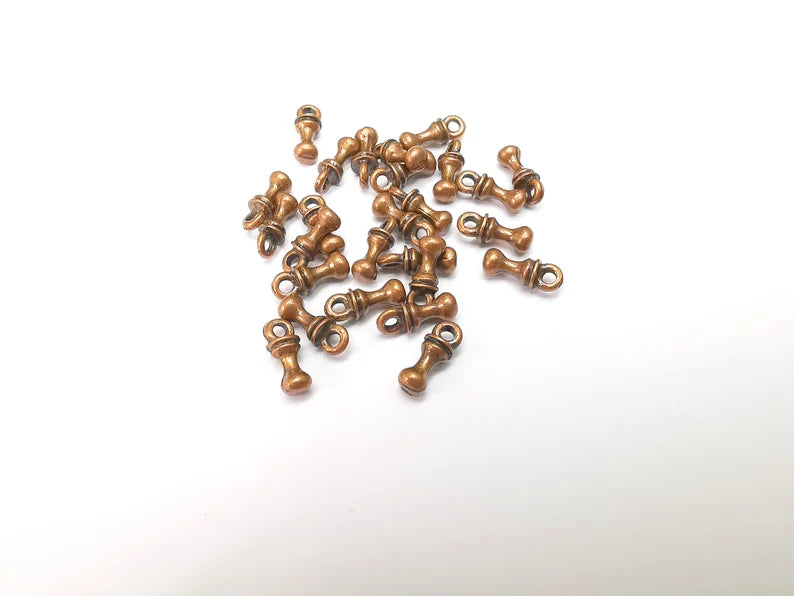 10 Copper Dangle Charms, Boho Charms, Bracelet Charms, Earring Charms, Copper Pendant, Necklace Parts, Antique Copper Plated 12x4mm G35210