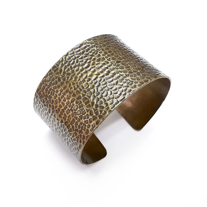 Hammered Bracelet, Cuff Blank, Bracelet Base, Antique Bronze Plated, Brass Adjustable Bracelet (40mm) G35065