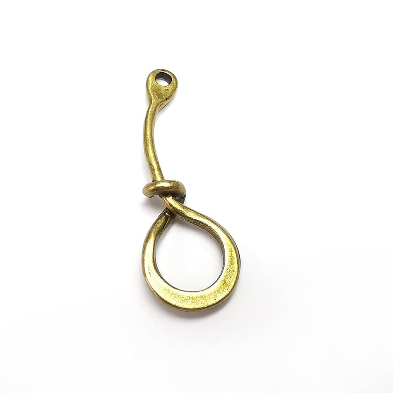 Hook Charms, Knot Bronze Charms, Earring Charms, Bronze Pendant, Necklace Pendant, Antique Bronze Plated Metal 57x20mm G35230