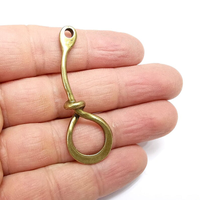 Hook Charms, Knot Bronze Charms, Earring Charms, Bronze Pendant, Necklace Pendant, Antique Bronze Plated Metal 57x20mm G35230
