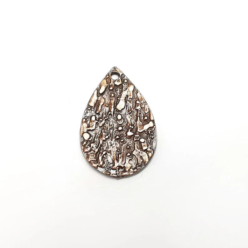 2 Drop Dangle Charms, Copper Boho Charms, Rustic Charms, Earring Charms, Copper Pendant, Necklace Parts, Antique Copper Plated 29x19mm G35232