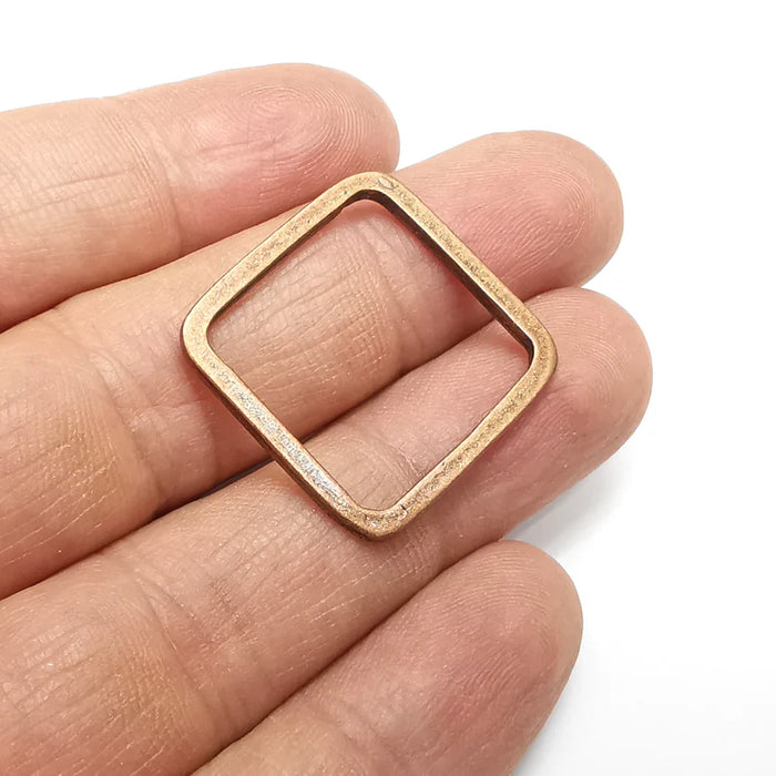 4 Square Frame, Connector , Charms Jewelry Parts, Bracelet Component, Antique Copper Plated Metal Finding (26mm) G35067