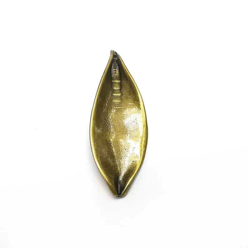Leaf Charms, Bronze Floral Charms, Earring Charms, Bronze Pendant, Necklace Pendant, Antique Bronze Plated Metal 51x18mm G35068